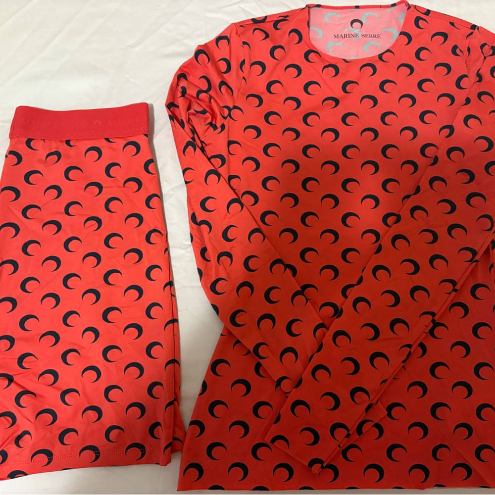 Marine Serre Scarlet and Ebony Crescent Leggings